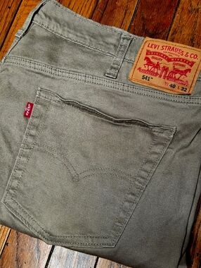 Levis 541 Athletic Taper Pants Mens 40x32 Khaki Tan Brown Chino Jeans B1